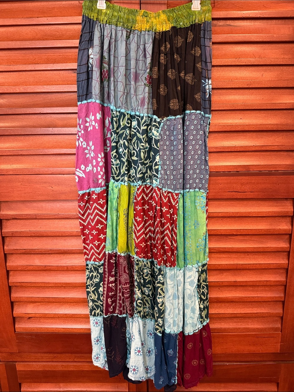 Bohemian Patchwork Maxi Skirt in Multicolor - Picture 2 of 2